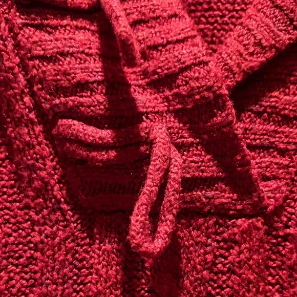 Maurices 3X Burgundy Cable Knit Hooded Sweater Shawl Collar V-Neck Plus Size - Picture 9 of 16